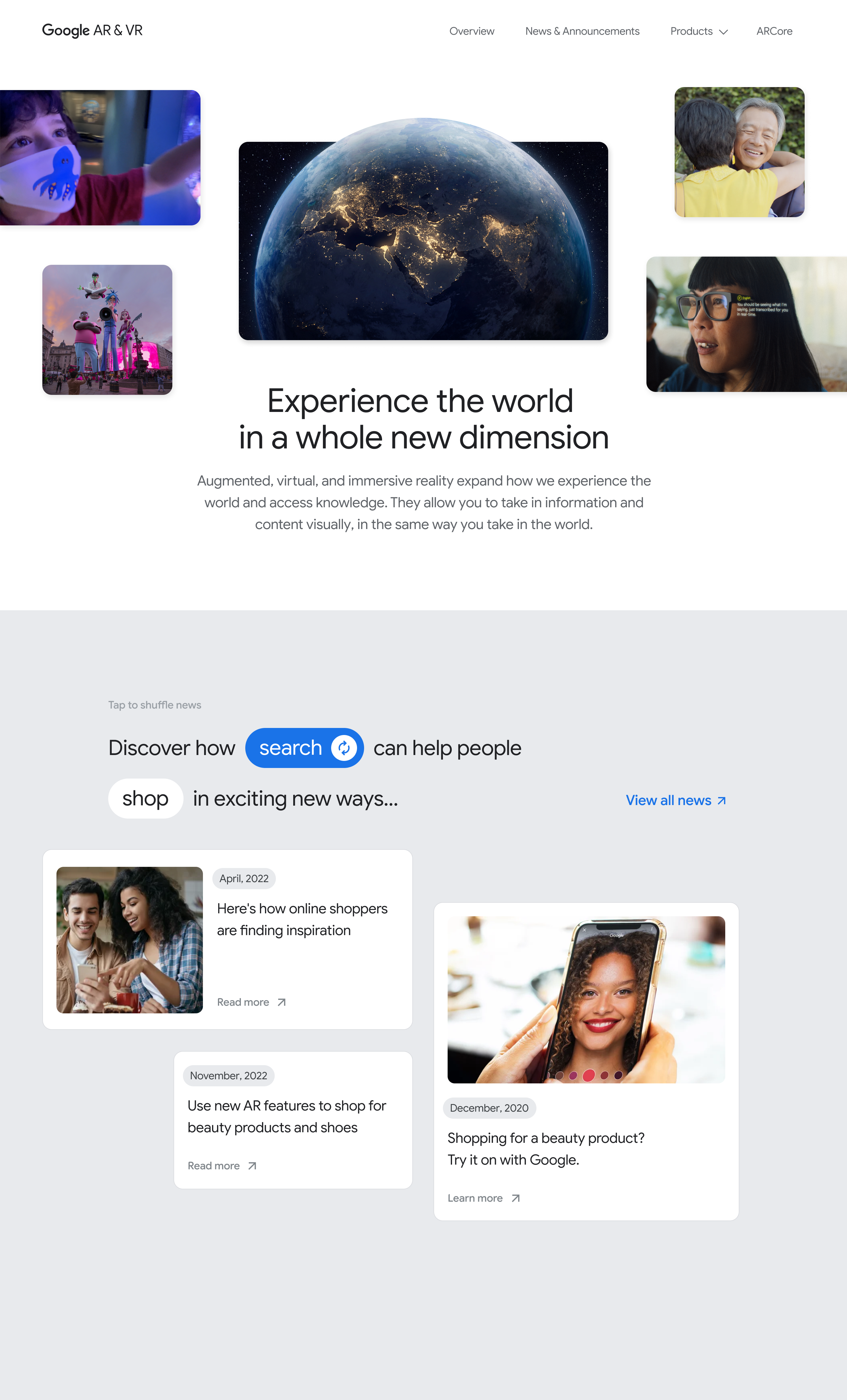 Google AR/VR site